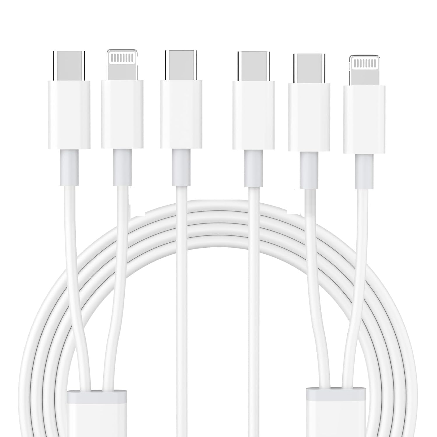 Photo 1 of 2 in 1 USB C to USBC Lightning Fast Charging Cable Compatible for Apple iPhone 17 16 15 14 13 12 11 XS, 2 Pack 60W USB-C Multiple Charging with Lightning Type C Port iPhone Charge Cord 6FT