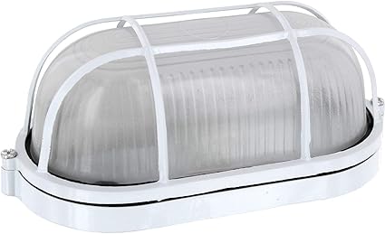 Kellerlampe Bulkhead E27 IP54 weiß - Aluminium-Gehäuse mit Glasabdeckung - max. 60W