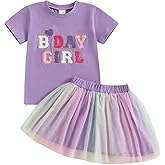Kayotuas Toddler Baby Girl Birthday Outfit Birthday Girl Shirt Tulle Tutu Skirt Set Cake Smash Outfits Princess Party Dresses