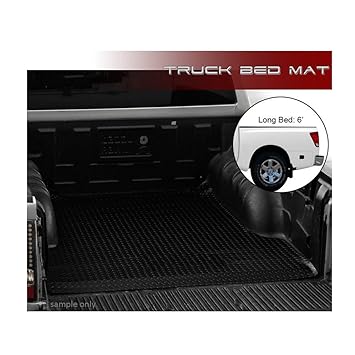 Topline Autopart Black Rubber Diamond Plate Truck Bed Floor