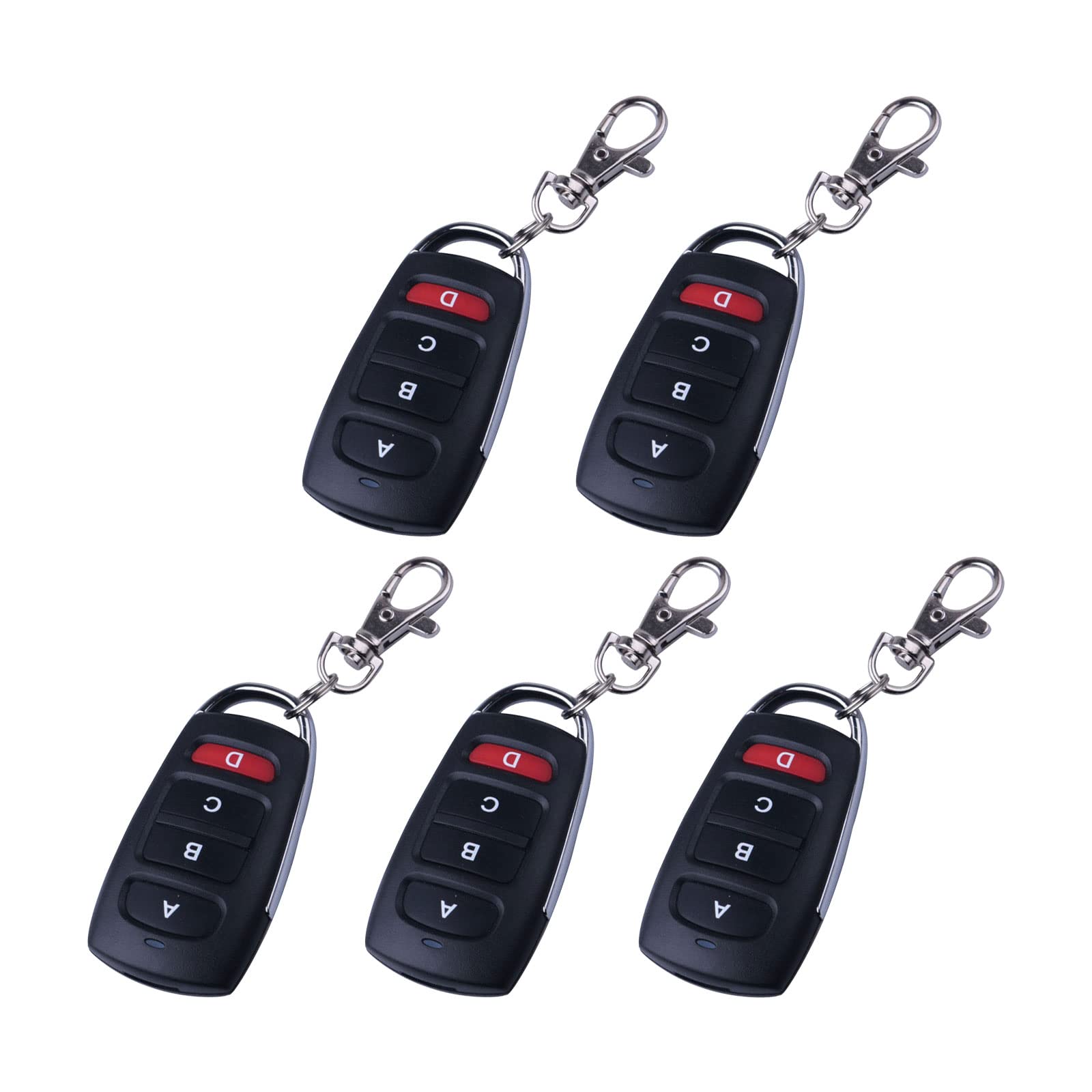 Photo 1 of 433mhz Gate Opener Remote, 5Pcs 433mhz Wireless Learning Code Remote Controller Cloning Remote Control Keychain 4 Button Garage Door Opener Remote for Electric Garage Door Car