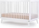dadada Baby Soho 3-in-1 Convertible Wooden Crib to Toddler Bed - Made in Italy, GREENGUARD Gold Certified, Baby-Safe Finish, Handcrafted Beechwood, Modern Design, 3 Adjustable Heights (White)