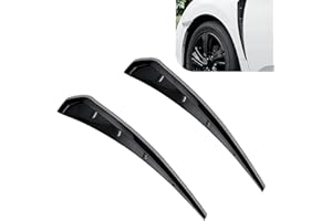 Diamall 2 PCS Car Fender Side Vents, Spoiler Body Fender Stickers, Sport Stytle Air Flow Intake Hole Grille Spoiler Decor Cover, Car Modified Accessories, Universal for Most Cars (Bright Black)