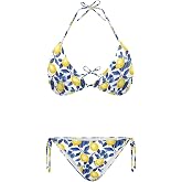 Psaytomey Women's Triangle Bikini Sets Tie Side Halter Bikini Sexy Bikini Set Bathing Suit Oversized Bandeau Swimsuits XS-2XL