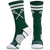 ChalkTalkSPORTS Lacrosse Performance Crew Socks - Retro Crossed Sticks - Youth & Adult - Multiple Colors - Lax Mid-Calf Socks