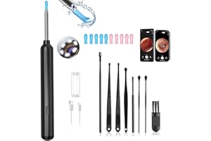 LEZHUAN Ear Wax Removal, Ear Wax Removal Tool Camera with 1080P and 6 LED Lights, Ear Cleaner with 10 Replacement Tips, Earwax Removal Kit with Camera and 7 Pcs Ear Picks for Android/iOS