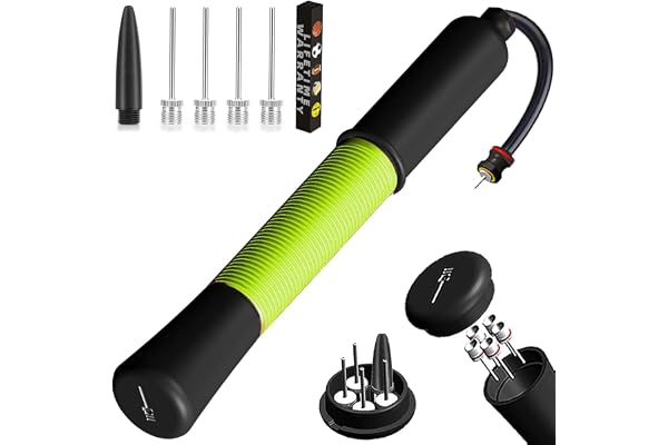 Fenxyo Ball Pump with Needle Storage, 5/10 Needles and Extendable Cable - Hand Pump for Basketball, Soccer, Football, Volleyb