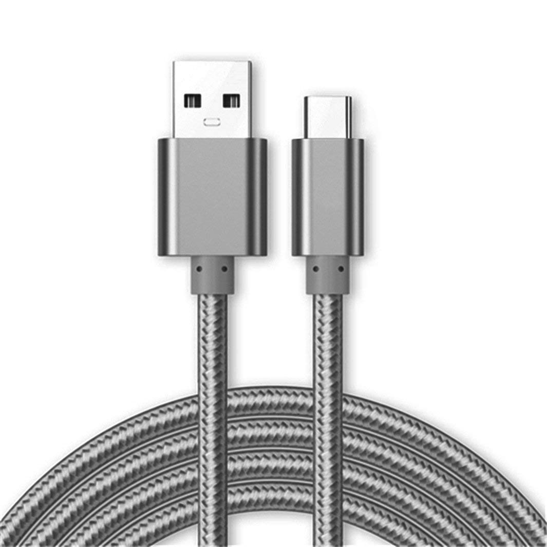 World Biz Charging Cable For Samsung Galaxy S8, S9, S10, Note 9 10, USB Type C [3.1 Amp Fast Charge] Premium Nylon Braided Charger Data Sync Cable [USB 3.0] 1 Meter in Length. Color: Silver