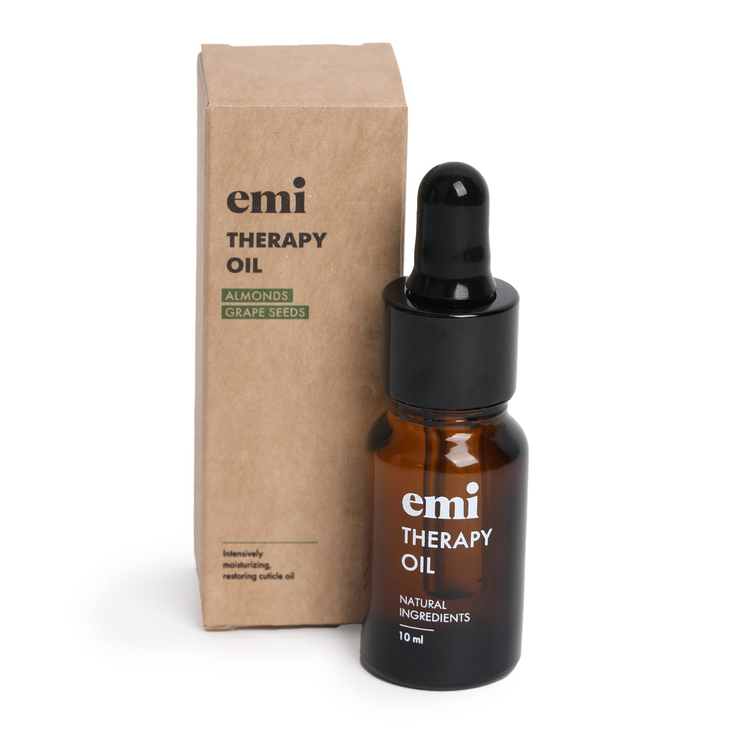 5% natural almond oil, grape seed oil, orange oil vitamin E EMI Therapy Oil 10 ml