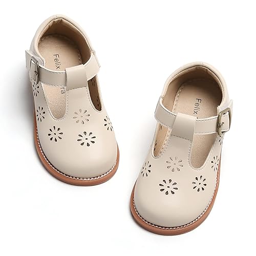 Toddler Little Girl Beige Mary Jane Dress Shoes Ballet Flats for