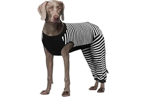 Kuoser Dog Recovery Suit, Anti Licking Dog Rear Leg Sleeve, Abdominal Dog Surgical Suit with Pants Cover Protect Wounds, Dog Elbow Protector Soft Dog Surgery Onesie Cone Alternative, Black 2XL