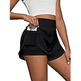 OEBLD Girls Athletic Shorts with Zipper Pockets 2 in 1 Kid Workout Running Volleyball Soccer Shorts with Liner Black