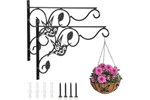 Vumdua Hanging Plants Bracket, 2 Pack 12 inch Wall Planter Hook with Iron Screws Included, Decorative Plant Hanger for Bird Feeders, Wind Chimes Indoor, Flower Pot, Lantern, Outdoor Indoor Patio Decor