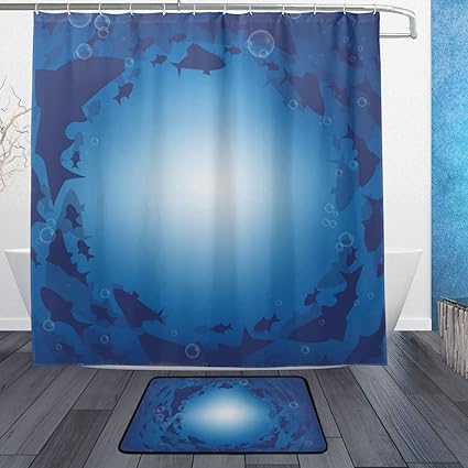 Amazon Com Lorvies Barracuda Fish Bathroom Set Polyester Fabric