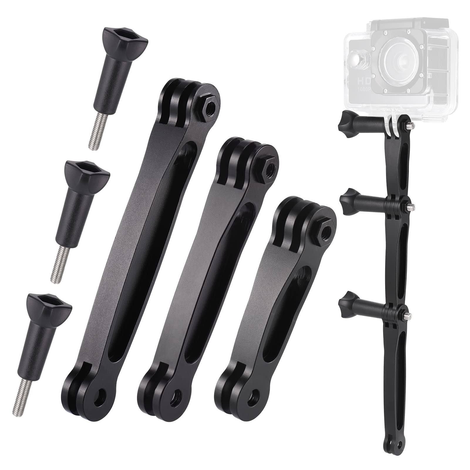 Zocipro 3-in-1 Extension Arm Mount Kit, Aluminum Alloy Extension Arm Compatible for GoPro Series, SJCAM and Other Action Cameras