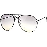PASTL Oversized Round Pilot Sunglasses Gradient Lens Metal Rims in Back Spring Hinge