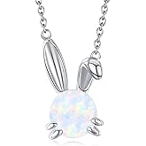 JUSTKIDSTOY Bunny Necklace 925 Sterling Silver Cute Rabbit Pendant Necklace Jewelry Gifts for Women Girls Rabbit Lover