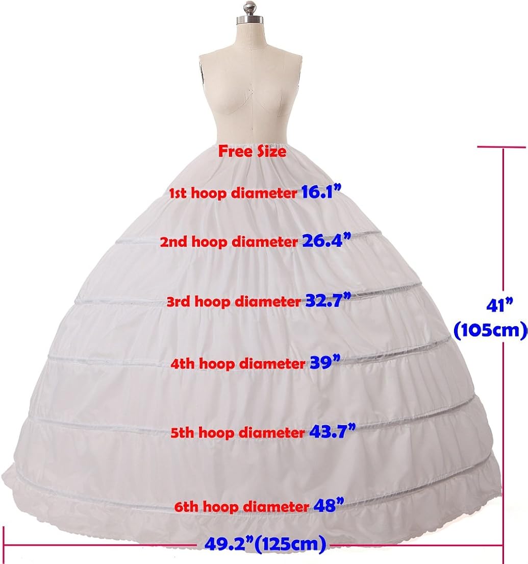 MISSYDRESS Full A-line 6 Hoops Floor-Length Bridal Dress Gown Slip Petticoat Black at  Women’s Clothing store