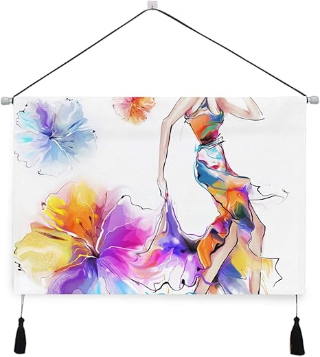 Amazon Co Jp Niesikkla タペストリー プリティファッションガール 壁掛け おしゃれ インテリア モダン ポスター 絵画などに適用 ウォールアート モダン 装飾アート 多機能 個性プレゼント ホーム キッチン