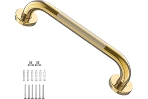 Gold Shower Grab Bar w/Anti-Slip Knurled Grip 20 Inch, Zepolu Wall Mounted Stainless Steel Bath Grab Bar,Safety Balanced Handrail, Handicap Injury Elderly Senior Assist Support Textured Handle