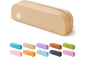 ZENO Silicone Pencil Case – Aesthetic Pencil Pouch for Women & Teens – Cute Pen Case, Beige Makeup Bag, Travel Pouch, Small Stationary Organizer – Beige Seashell