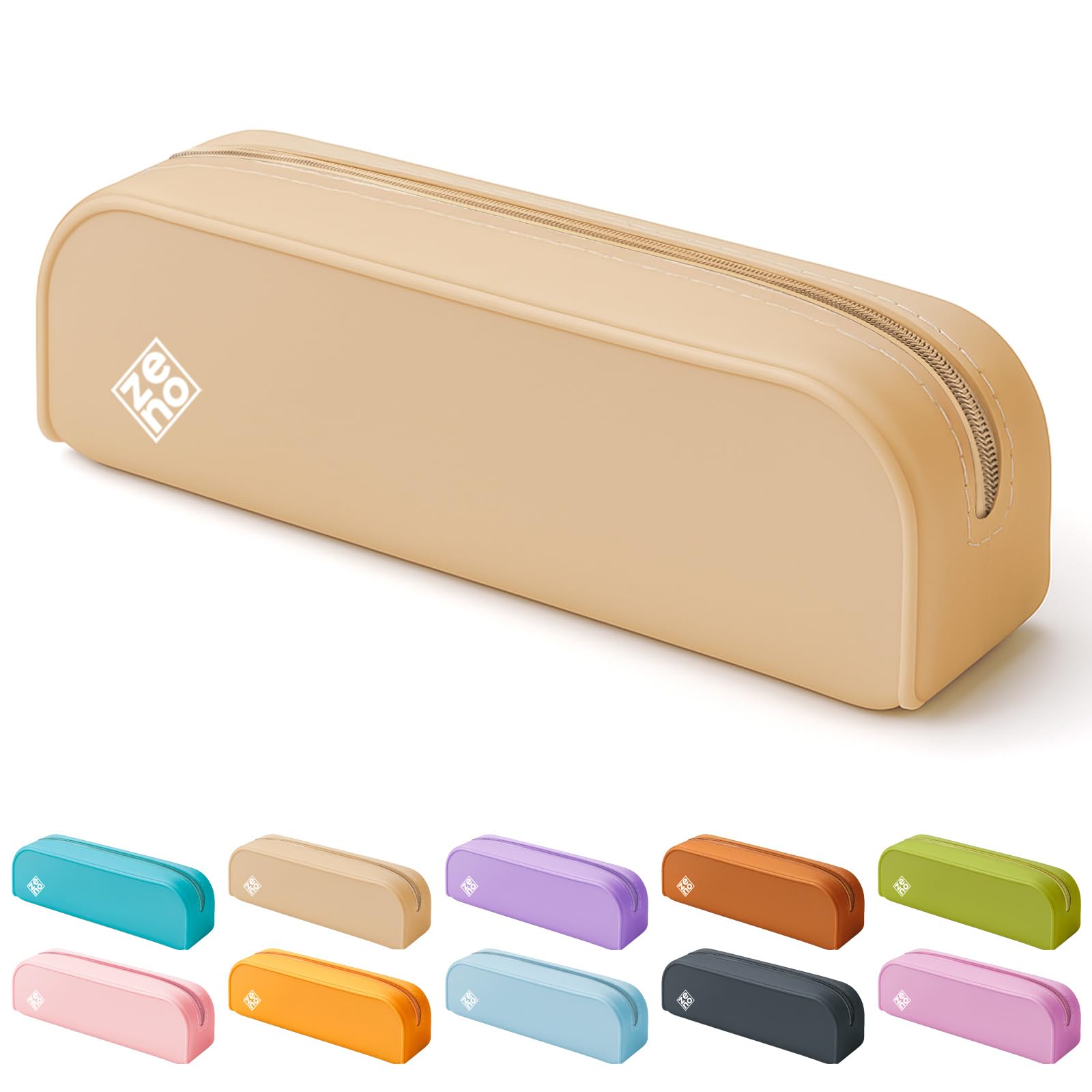 Photo 1 of ZENO Silicone Pencil Case – Aesthetic Pencil Pouch for Women & Teens – Cute Pen Case, Beige Makeup Bag, Travel Pouch, Small Stationary Organizer – Beige Seashell