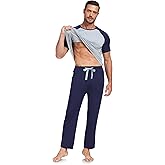 EA'S SECRET Men's Pajama Sets Lightweight Bamboo Rayon Pajamas Soft Short Sleeve Lounge Sleepwear With Pocket