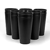 Yalin 32 ounce Plastic Tumblers/Large Drinking Glasses/Party Cups/Iced Tea Glasses,Unbreakable, Dishwasher Safe, BPA Free,set of 12 (Black)