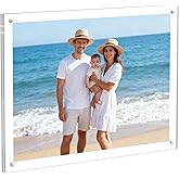 HONTUU Acrylic Wall Mount Picture Frame Self-adhesive 11x14, Clear No Drilling Magnetic Floating Frameless Photo Frames for Display Diploma Degree Certificate and Files