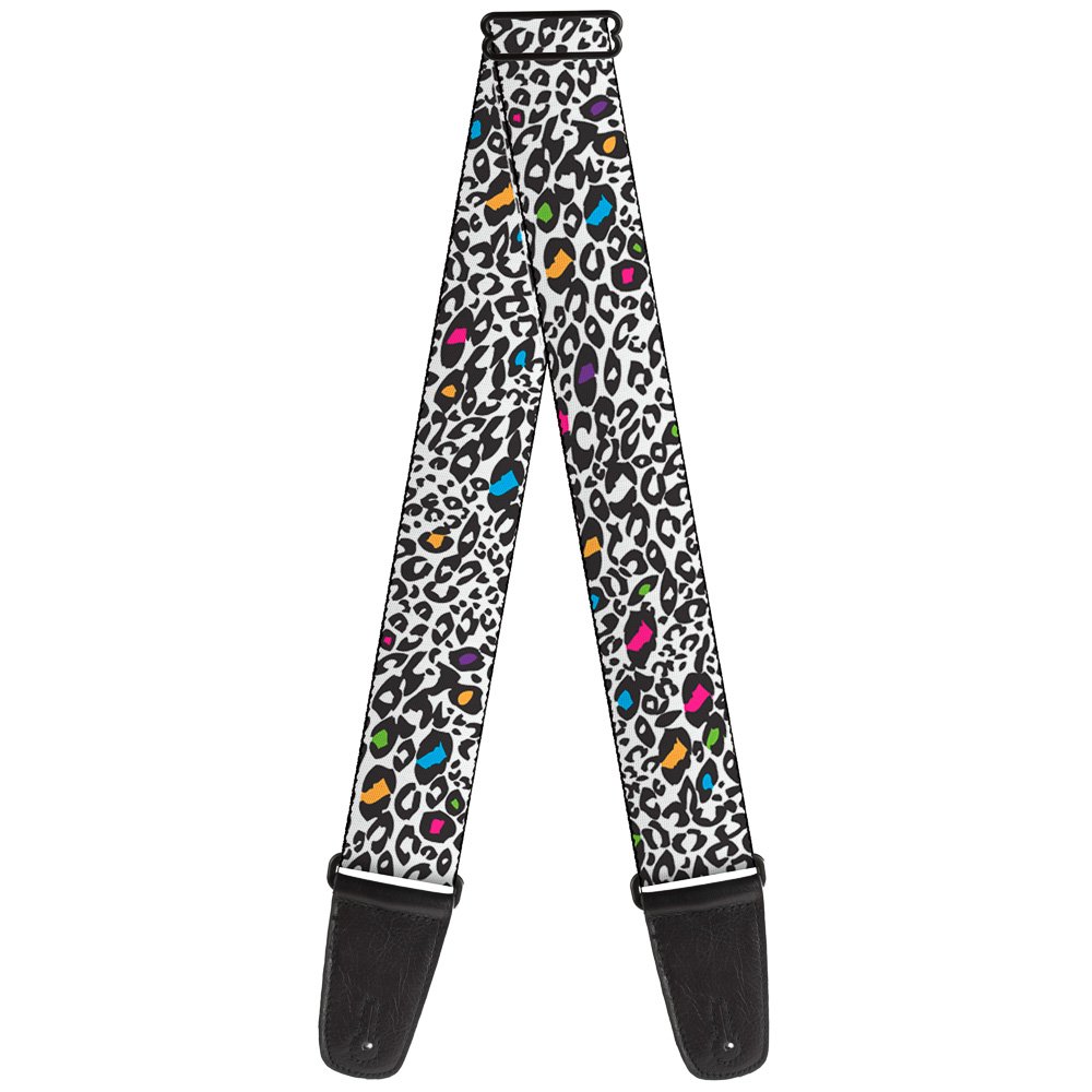 Buckle-Down Leopard Print Guitar Strap (GS-W31270) 2" Wide White/Black