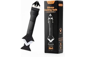 Saker Silicone Caulking Tools-3 in 1 Sealant Finishing Tool Grout Remove Scraper (Stainless Steelhead),Caulk Remover Glass Glue Angle Scraper for Bathroom,Kitchen,Floor,Window,Sink Joint,Frames Seal