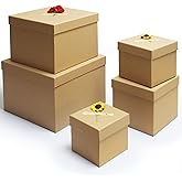Giftilious Nested Gift Boxes with Lids for Presents - Set of 5 Kraft Gift Boxes in Assorted Sizes - Square Gift Box for All Occasions