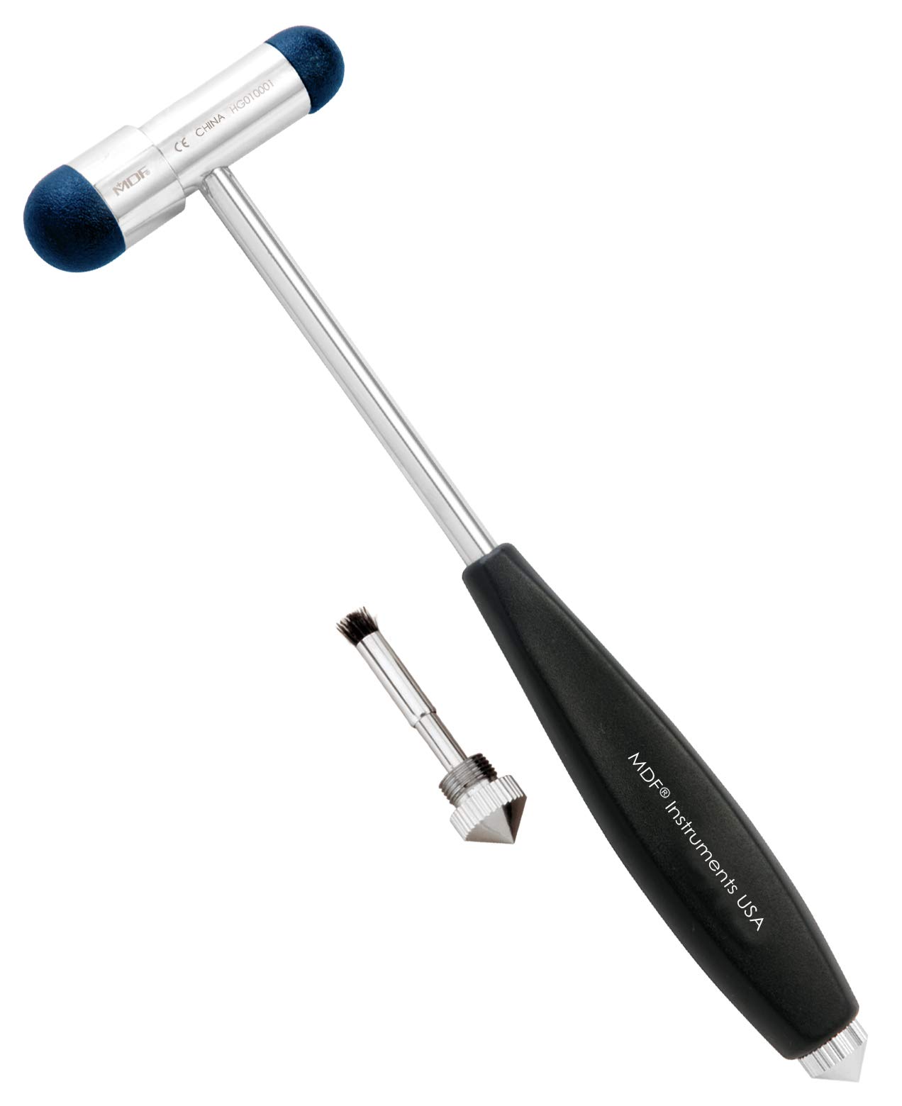 MDF Instruments, Babinski Buck Neurological Reflex Hammer with built-in brush for cutaneous and superficial responses - Light - HDP Handle - Navy Blue (MDF515PBT-04)