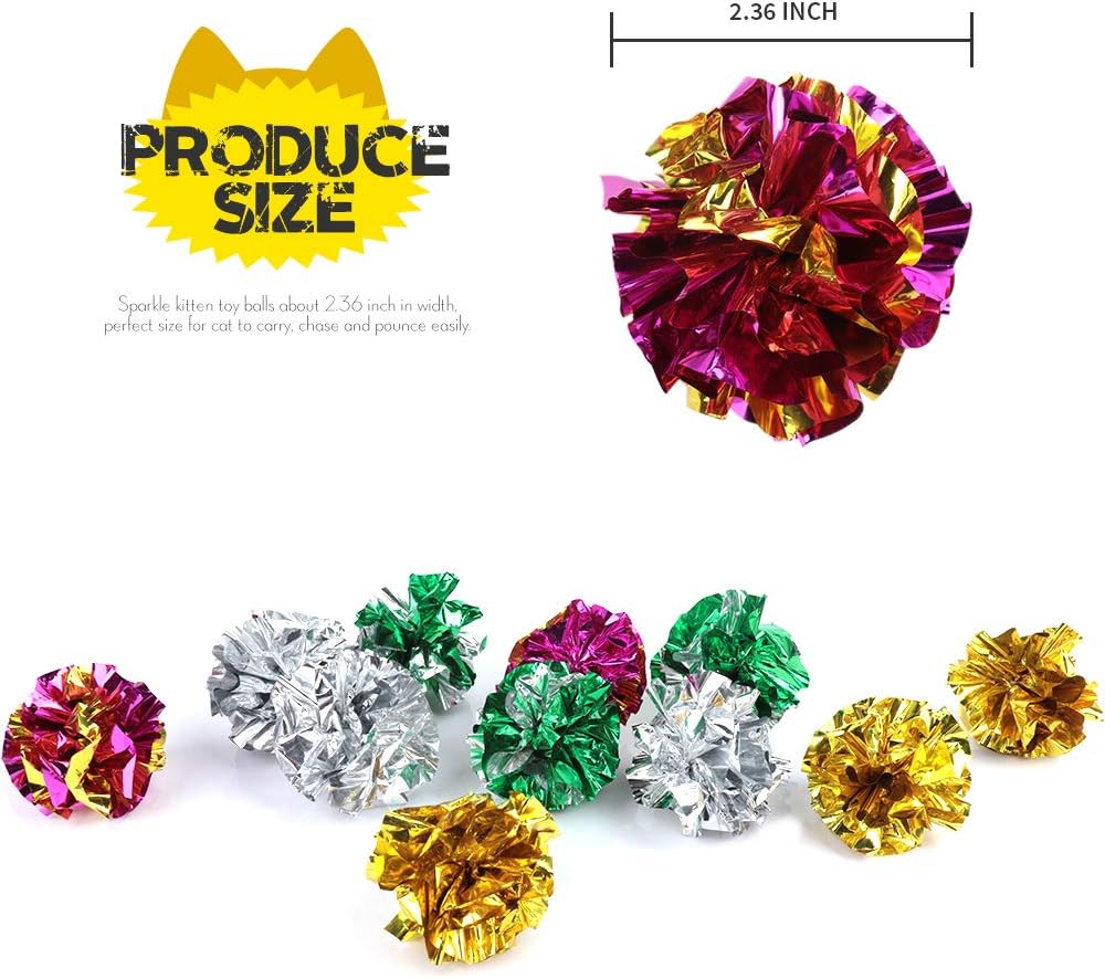 HNYYZL Bestsupplier 25 Pack Crinkle Balls Cat Toys - Original Mylar Crinkle Balls Cat Toys（Random Color） : Pet Supplies