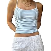 Cioatin Women Y2K Sleeveless Striped Spaghetti Strap Crop Cami Tank Backless Slim Fit Aesthetic Going Out Tops Girls