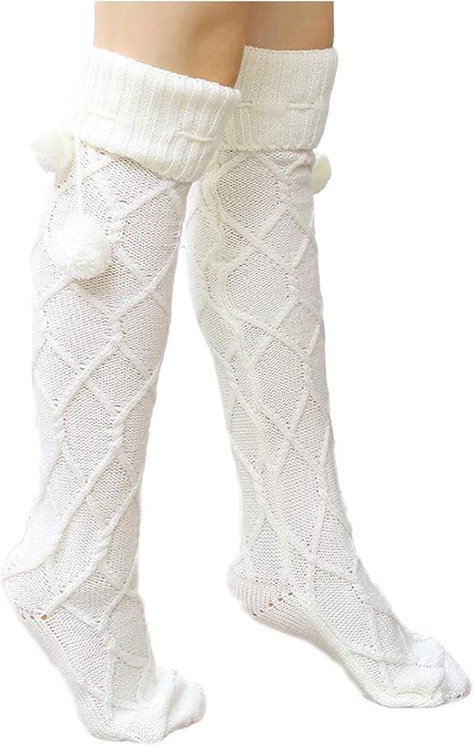 ANGUYA Leg Warmers Women Winter Knit Crochet Knee High Leg Warmers