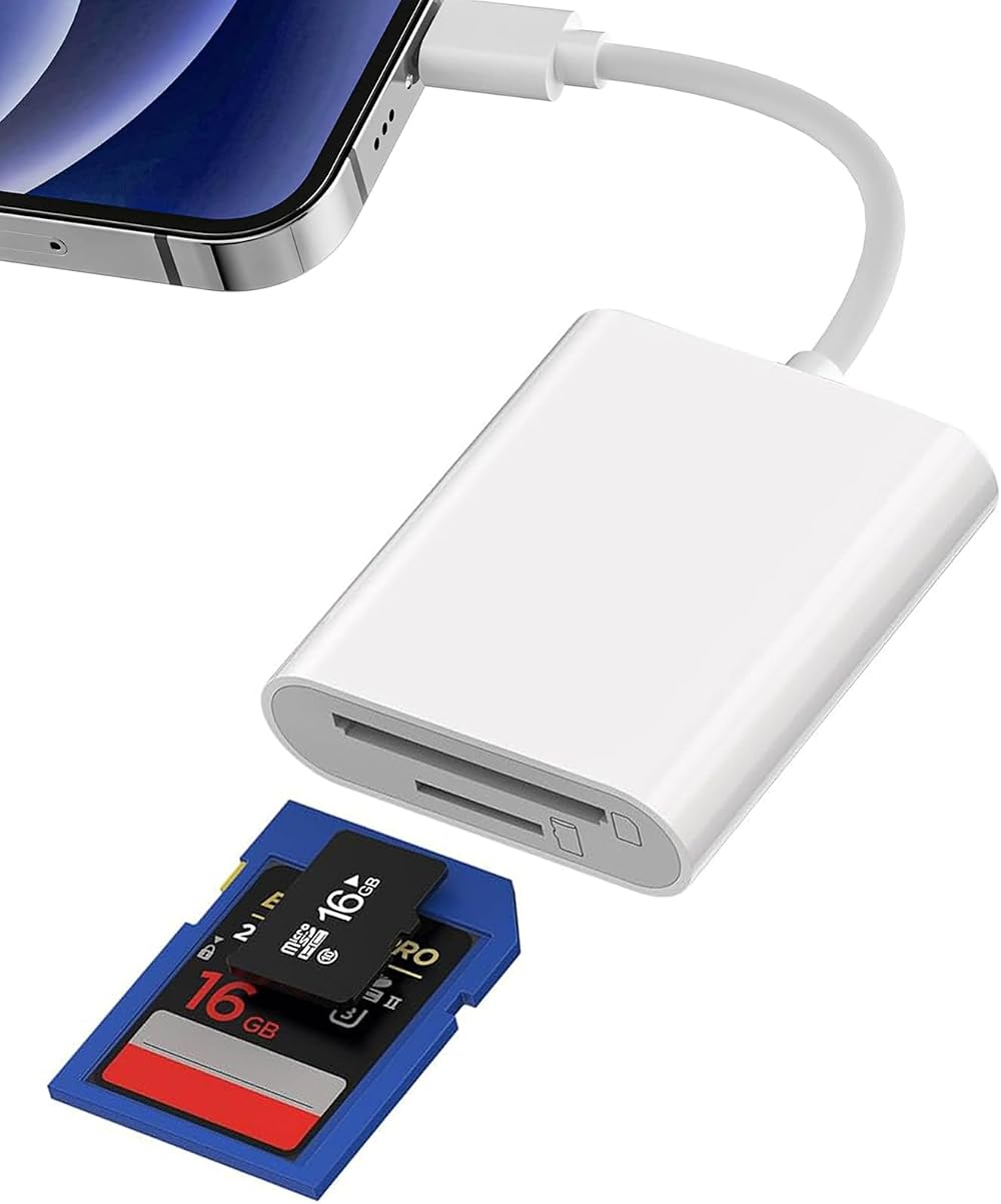 SHUXIA SD/TF Card Reader for iPhone iPad 2 in 1 USB Camera Adapter