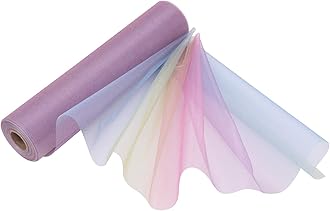 Trimming Shop 29cm x 25m Roll of Organza Sheer Fabric - Elegant Decorative Cloth for Wedding Chair Bows, Table Runners, Party Favours - Crafting Supplies for Ribbons, Dress Accents,and Bags, Rainbow