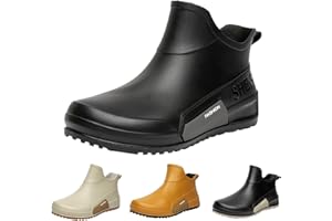 Women's Rain Boots,Ankle Boots for Women Waterproof Resistant Boot Slip on Rubber Mid Calf Booties Non Sole Casual Outdoor Wi