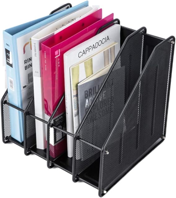 Magazine File Holder, 4Section Metal Durable Sturdy