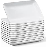 Irenare 12 Pcs 9 Inch Rectangular Salad Plates White Rectangular Porcelain Dessert Plates Appetizer Serving Tray Rectangular Porcelain Platters for Fruit Sushi Dinner Parties, Microwave, Oven Safe