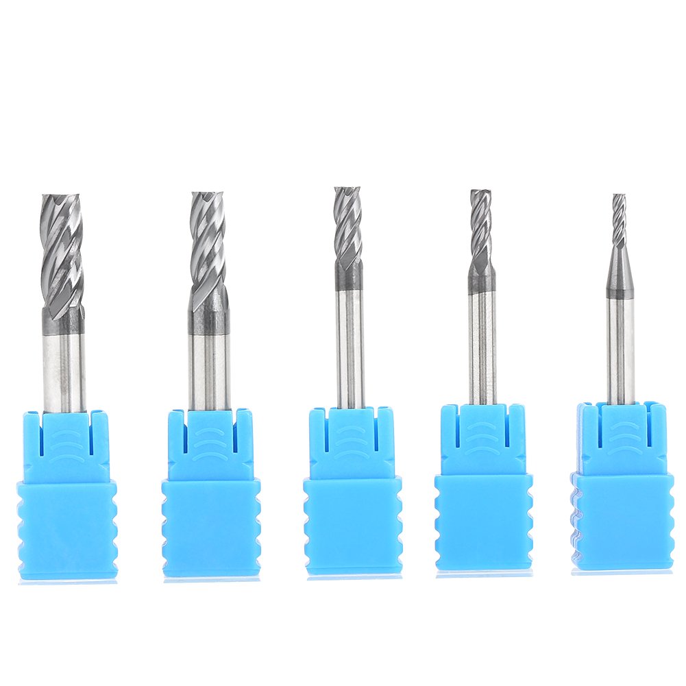 FTVOGUE 5pcs 4-Flute Drill, Milling Tools Milling Cutter End Mills CNC Flat Milling Cutter Set