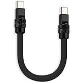 chubbycable Color Block Chubby 240W Short USB C Cable Power Bank Fast Charging Cable Silicone Charger Cord Compatible with iPhone 17-15 Series iPad, Black, Type-C to Type-C, 0.82FT