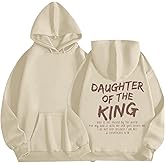 Cayxatiu Daughter Of The King Hoodie For Women Christian Religious Hoodies Jesus Bible Verse Inspirational Hooded Sweatshirts