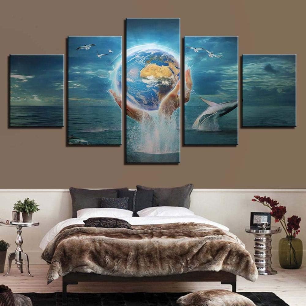 N/X Art Poster Home Decor Pictures 5 Panel Map Seaview Living Room Or