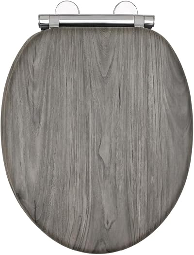 AQUALONA Luxury Oak Effect Toilet Seat Soft Close MDF with Universal Fittings
