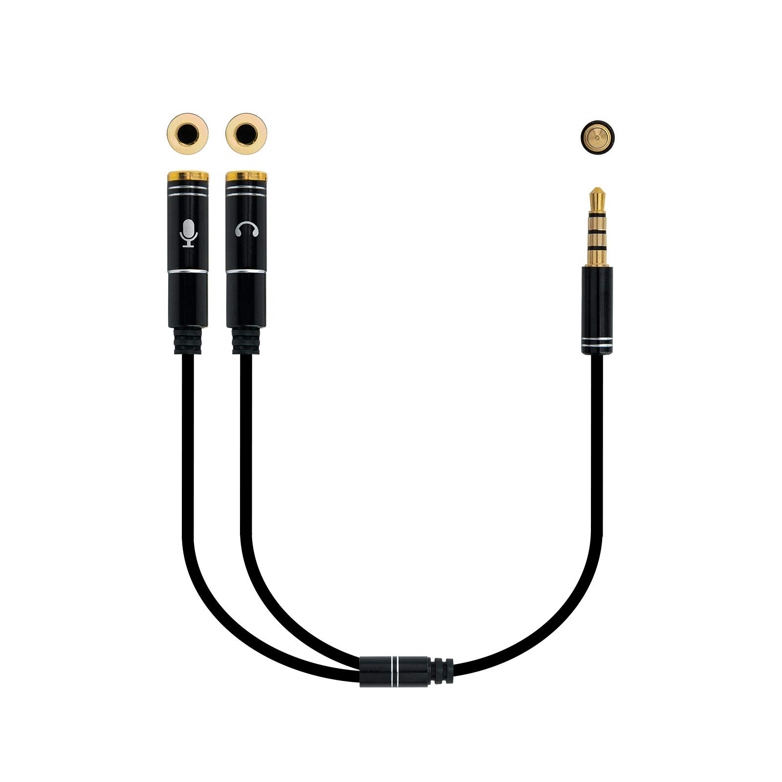 Nanocable 10.24.1202 Adapter Cable Audio Jack 3.5 M 4 Pins 2 x Jack 3.5 / H 3 Pins Black 30 cm S
