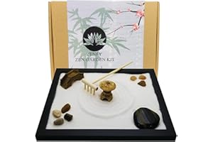 TAPBULL Zen Sand Garden for Desk with Rake, Rocks and Figures (Medium)