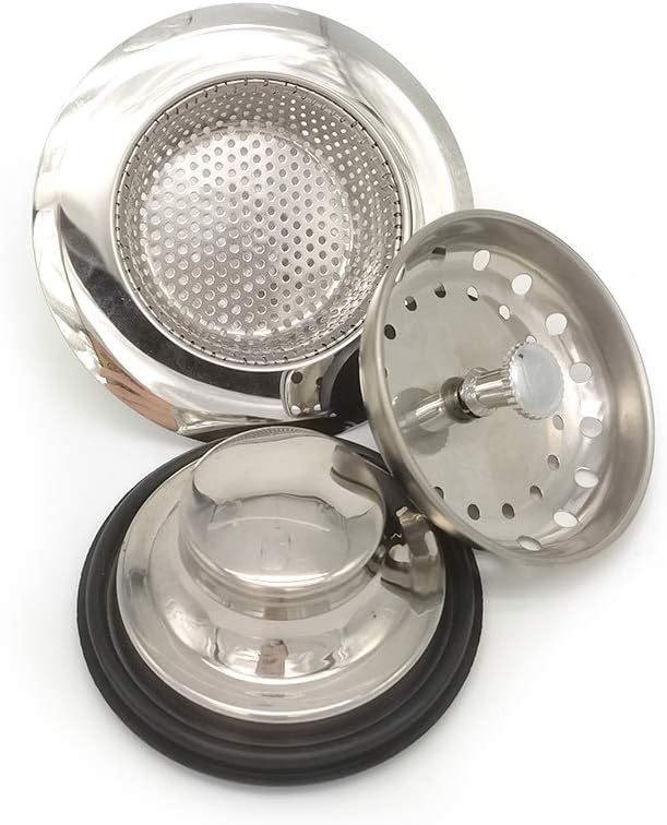 WAFJAMF 3 PCS of Kitchen Sink Stopper Strainer for Most Standard 3-1/2 Inch Drain,Anti-Clogging Stainless Steel Sink Disposal Stopper, Perforated Basket Drain Filter Sieve or Keep Water