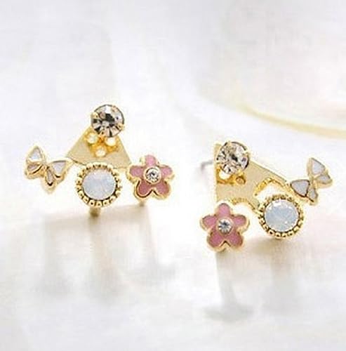 Amazon キラキラ3種類 花 宝石 蝶々 モチーフ ゴージャスなピアス 輝くカラーストーン付 レディースladies アクセサリー ジュエリー ジュエリー 通販